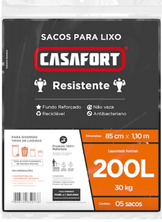 saco de lixo 200l 5 un Casafort